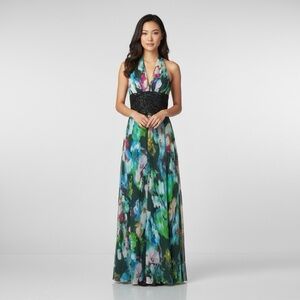 Jovani Halter Open Back Maxi Dress Gown‎ Size 0 Evening Party Gala Homecoming